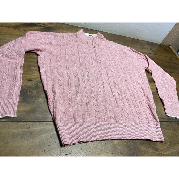 Peter Millar Men's Pink 1/4 Zip Cashmere Linen Cable Knit Pullover Sweater M - Picture 5 of 14